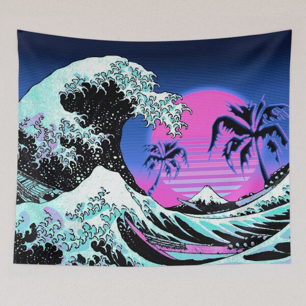 Item preview, Aesthetic Vaporwave Great Wave off Kanagawa designed and sold by ind3finite.