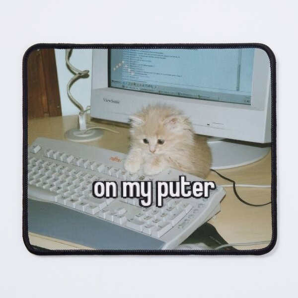 Cat Mouse Meme, Rubber Desktop Mat, Floppa Mouse Pad