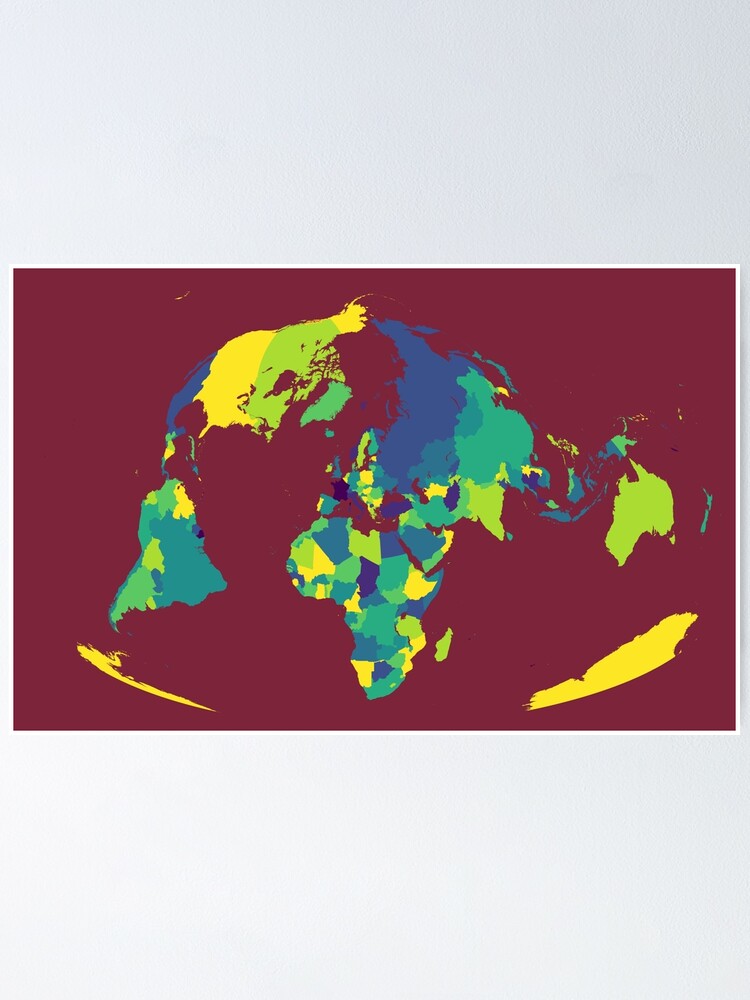 Vector Map Of The World. Jacques Bertin's 1953 Projection Of The World. Red  Yellow Blue Colored Polygons. Contemporary Vector Illustration. Royalty  Free SVG, Cliparts, Vectors, and Stock Illustration. Image 148797353.