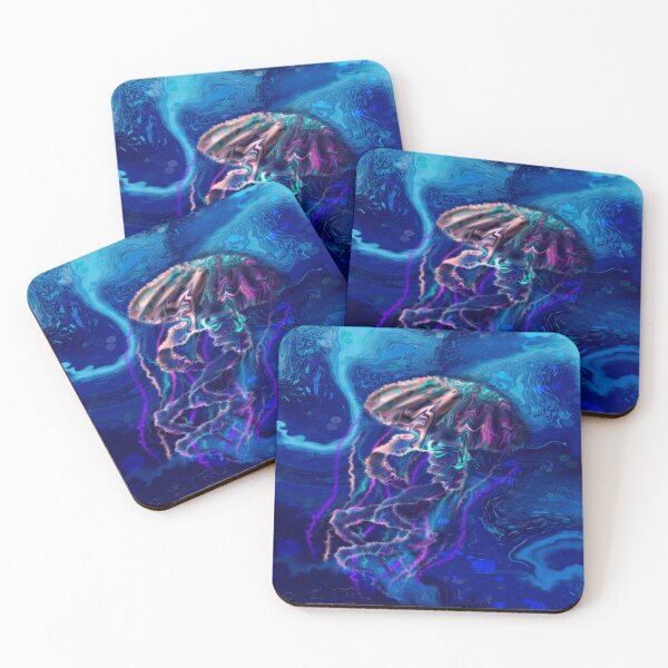 Item preview, Luminous Cubozoa, abstract jelly fish digital fluid pour  designed and sold by MayGreenAbgrall.