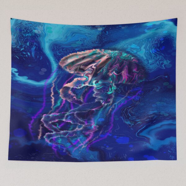 Item preview, Luminous Cubozoa, abstract jelly fish digital fluid pour  designed and sold by MayGreenAbgrall.