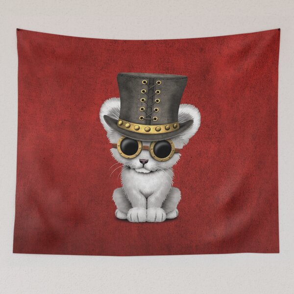 Item preview, Cute Steampunk White Lion Red designed and sold by JeffBartels.