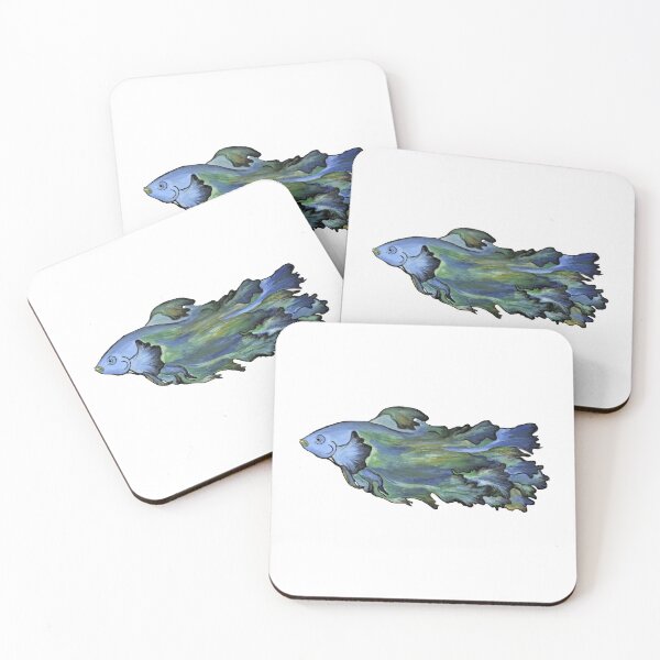 Artikelvorschau, blauer und grüner Aquarell-Beta-Fisch entworfen und verkauft von melissaphung.