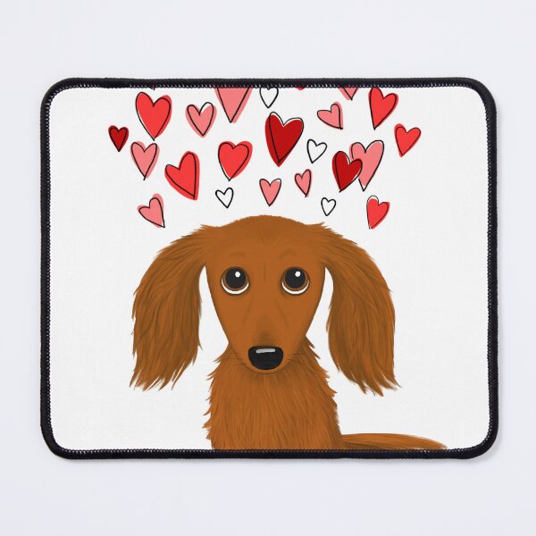 Item preview, Cute Longhaired Red Dachshund Cartoon Dog with Hearts designed and sold by Jenn Inashvili.