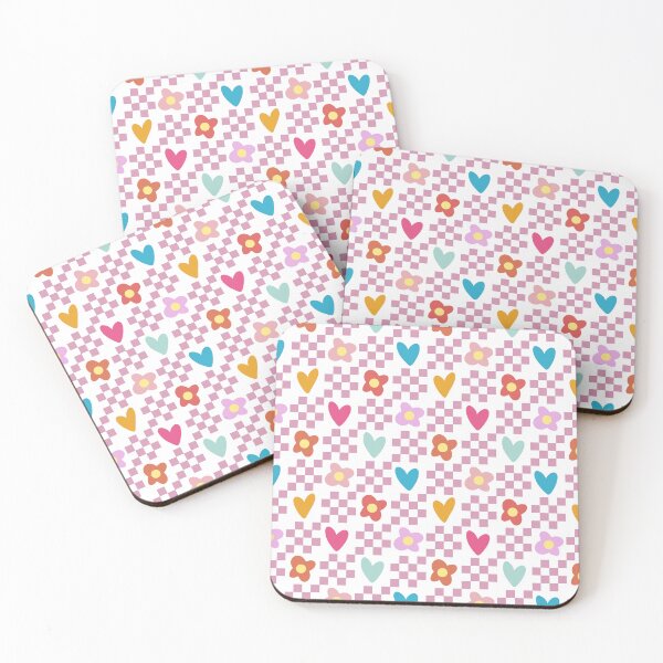 Item preview, Colorful Checker Squares Hearts & Flowers Pattern Pink designed and sold by scorpiolane.