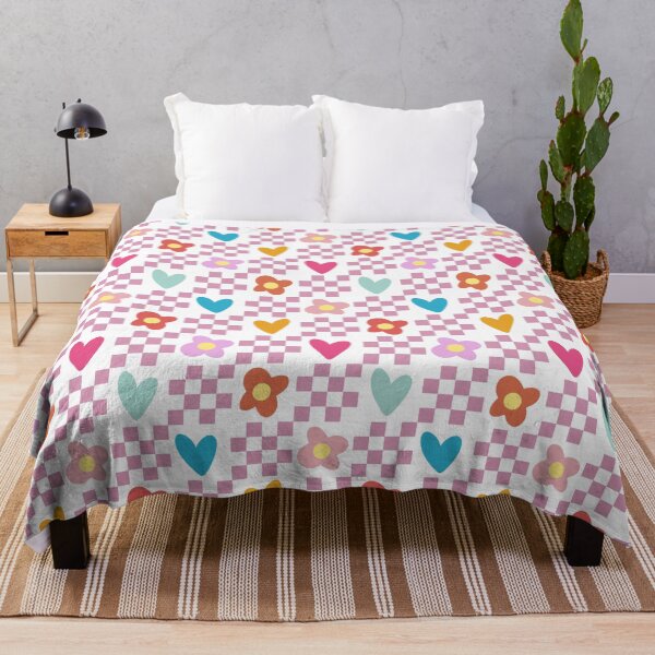Item preview, Colorful Checker Squares Hearts & Flowers Pattern Pink designed and sold by scorpiolane.