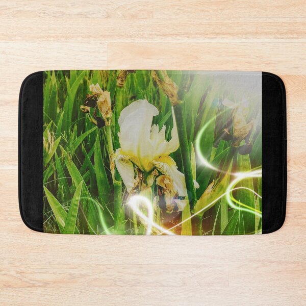 Item preview, Heirloom White Iris Flower in Bright Sunglow With Fairy Lights Photo (Big Print) designed and sold by GladBlackLamb.