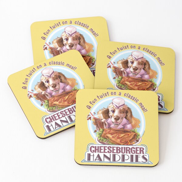 Artikelvorschau, Cheeseburger-Handpies mit Bake Me Up Buttercup! Gelber Hintergrund entworfen und verkauft von BakeUpButtercup.