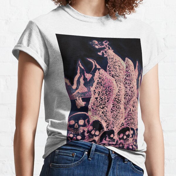Post Apocalyptic Robot Plays Atop a Pile of Skulls Classic T-Shirt