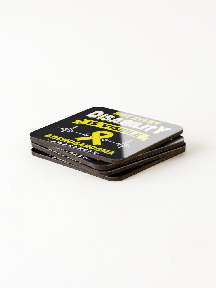 Thumbnail 4 of 5, Coasters (Set of 4), Adenosarcoma Awareness - Not Every Disability Is Visible designed and sold by RidnerStore.