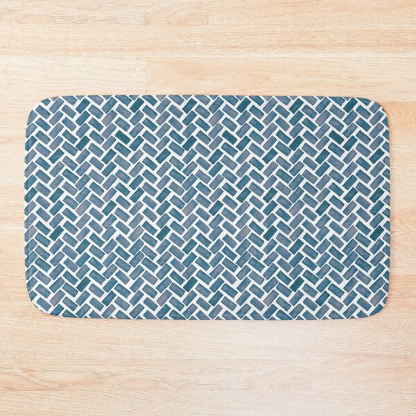 Item preview, Teal blue and smoky grey Herringbone Brick Path designed and sold by FrancesPoff.