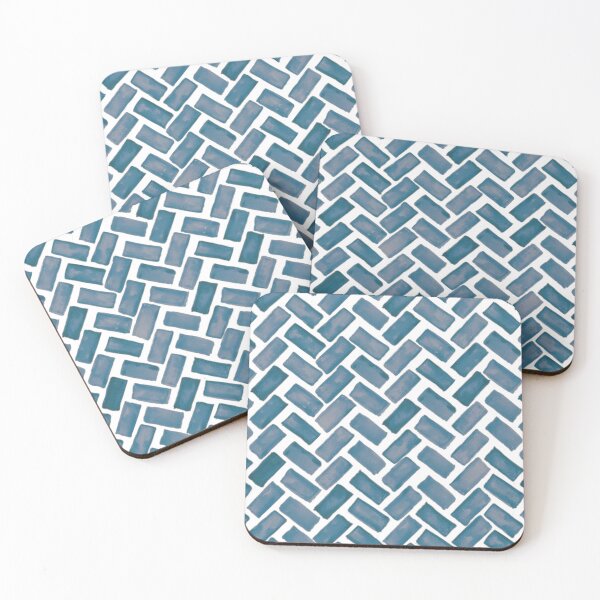 Item preview, Teal blue and smoky grey Herringbone Brick Path designed and sold by FrancesPoff.