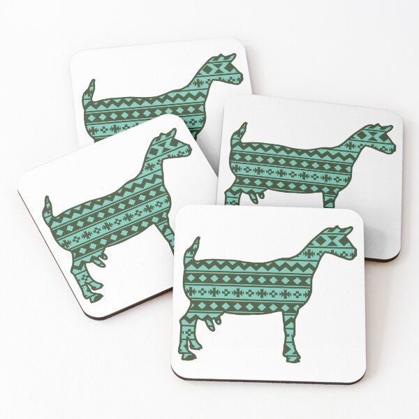 Item preview, Dairy Goat with Green Southwest Aztec Pattern designed and sold by Sam Morrison.
