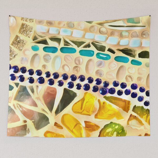 Item preview, Mosaic Tile in Jewel Tones of Yellow, Green and Blue designed and sold by MediaArtbyMara.