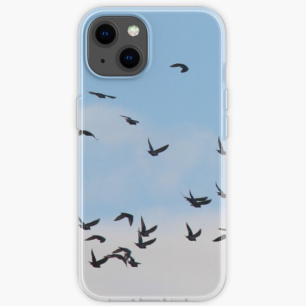 birds flying blue sky iPhone Soft Case