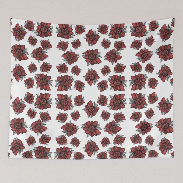 Aperçu de l'œuvre motif de ligne graphique de pivoine ROUGE créée et vendue par lex-sky.
