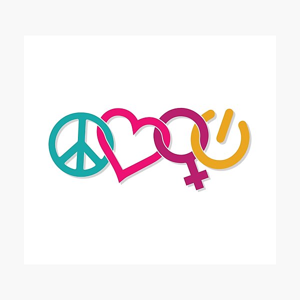 Peace Love Girl Power Symbol Multicolor Photographic Print