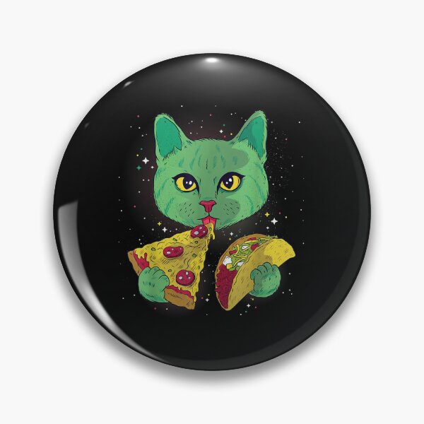 Item preview, Funny Cosmic Space Green Cat Eating Pizza And Taco designed and sold by friendnet.