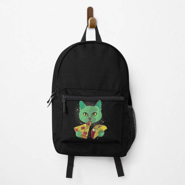 Item preview, Funny Cosmic Space Green Cat Eating Pizza And Taco designed and sold by friendnet.