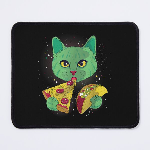 Item preview, Funny Cosmic Space Green Cat Eating Pizza And Taco designed and sold by friendnet.