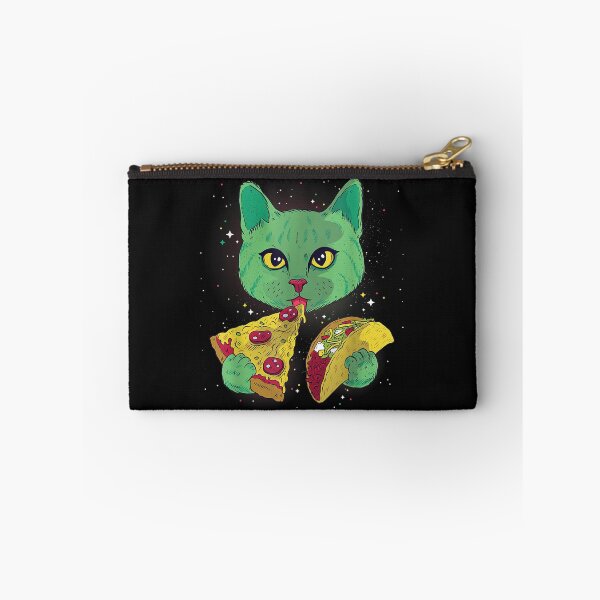 Item preview, Funny Cosmic Space Green Cat Eating Pizza And Taco designed and sold by friendnet.