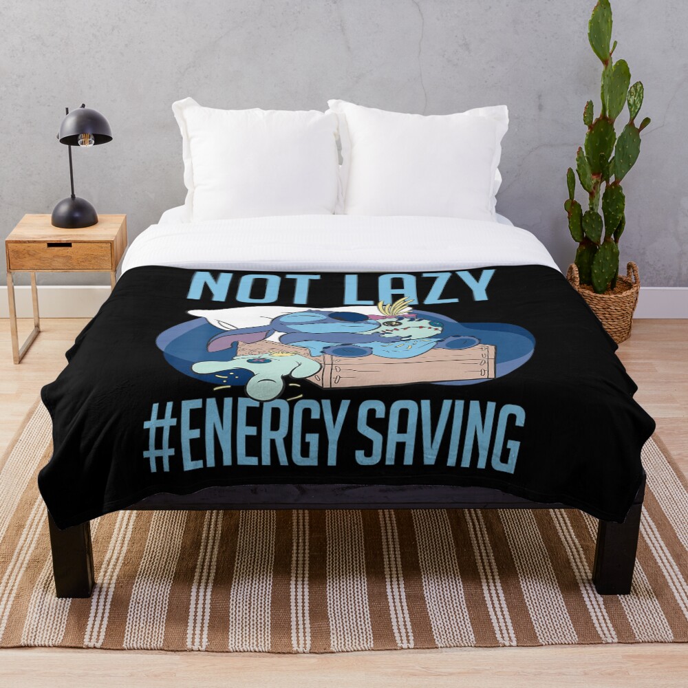 Stitch Not Lazy Just Energy Saving Throw Blanket for Sale by GomezUSArt |  Redbubble