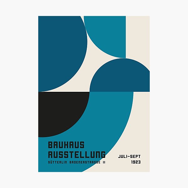 Item preview, Mid Century Modern Bauhaus 1923 Exhibition Poster Ausstellung in Blue designed and sold by enricadenicola.