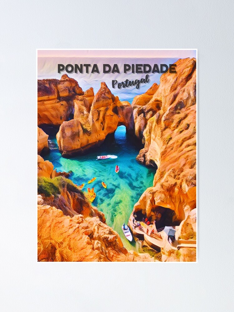 Ponta da Piedade Point of Mercy Lagos Portuguese Algarve Portugal, Illustration Drawing Freestyle Watercolor Poster for Sale by  studiodesigners