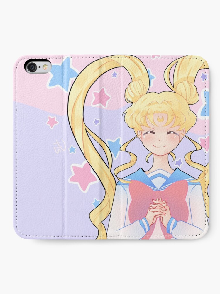 Sailor Moon Pastel Heart W Background Iphone Wallet By Prettypastelmel Redbubble