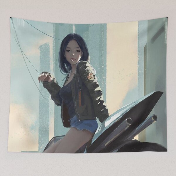 Item preview, girl with motorcycle designed and sold by Debracatalano.