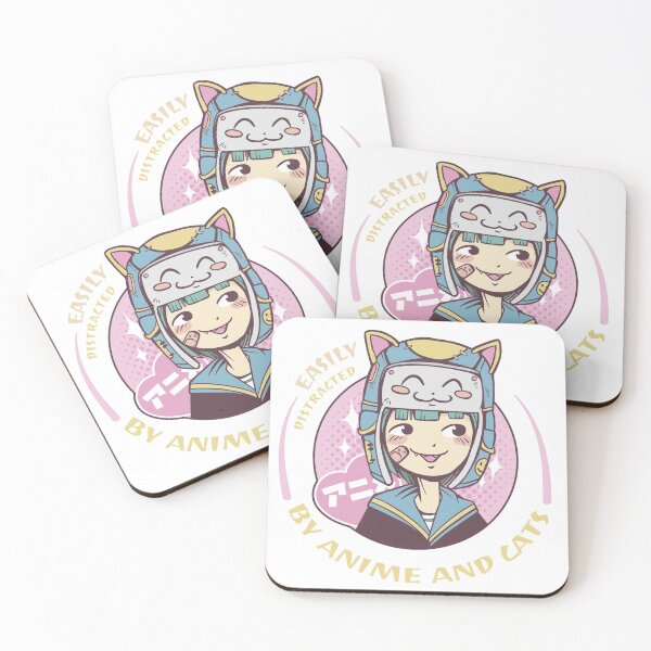 Item preview, Easily distracted by Anime and cats designed and sold by Wooden-rack.