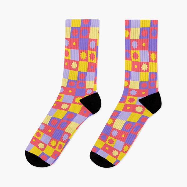 Item preview, Fun Geometric Pattern | Abstract | Squares | Violet, Yellow, Coral designed and sold by AskYourSoul.