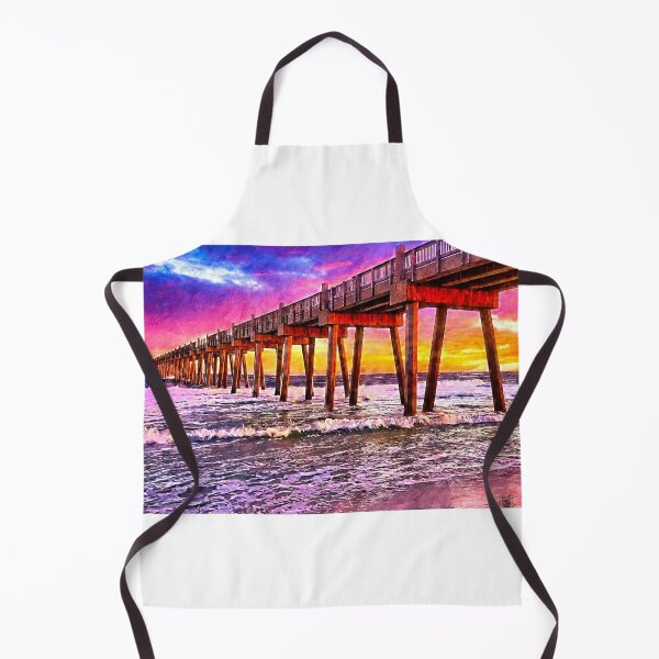Item preview, Pensacola Beach Pier at sunset - digital painting designed and sold by NickoPrints.