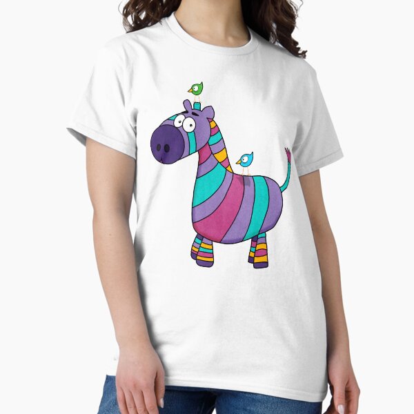 Colorful Zebra and his bird friends Classic T-Shirt