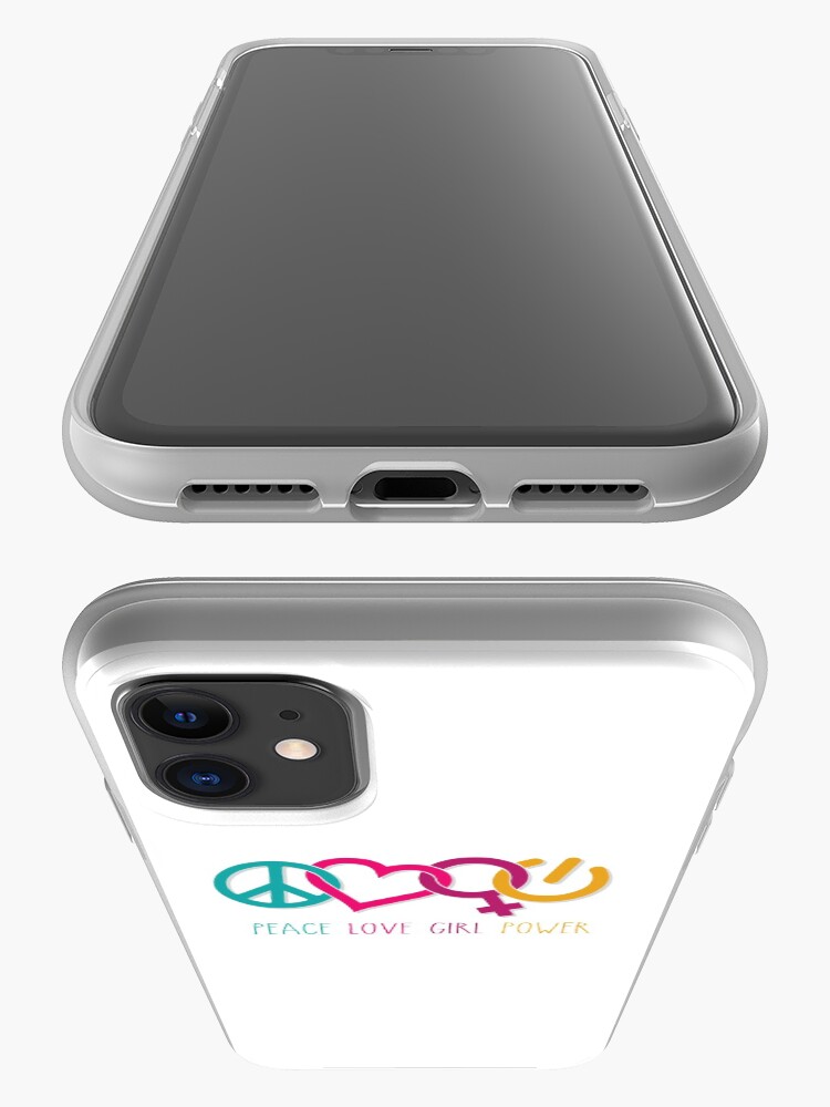 Alternate view of Peace Love Girl Power Symbol Multicolor iPhone Case & Cover