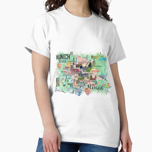 Item preview, Munich Bavaria Germany Illustrated Travel Map with Roads and Tourist Highlights designed and sold by artshop77.