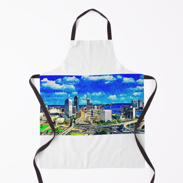 Item preview, Skyline of downtown Jacksonville, Florida - impressionist painting designed and sold by NickoPrints.