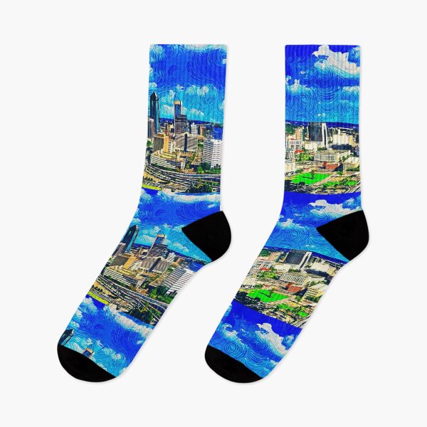 Item preview, Skyline of downtown Jacksonville, Florida - impressionist painting designed and sold by NickoPrints.