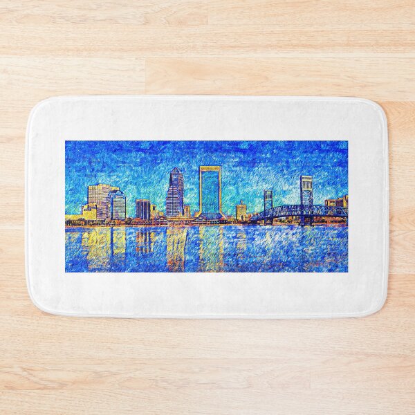Item preview, The waterfront of downtown Jacksonville, Florida - digital painting designed and sold by NickoPrints.