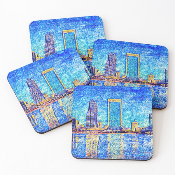 Item preview, The waterfront of downtown Jacksonville, Florida - digital painting designed and sold by NickoPrints.