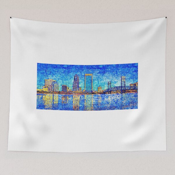 Item preview, The waterfront of downtown Jacksonville, Florida - digital painting designed and sold by NickoPrints.