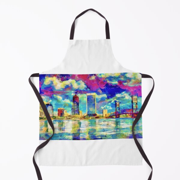 Item preview, The waterfront of downtown Jacksonville, Florida - colorful painting designed and sold by NickoPrints.
