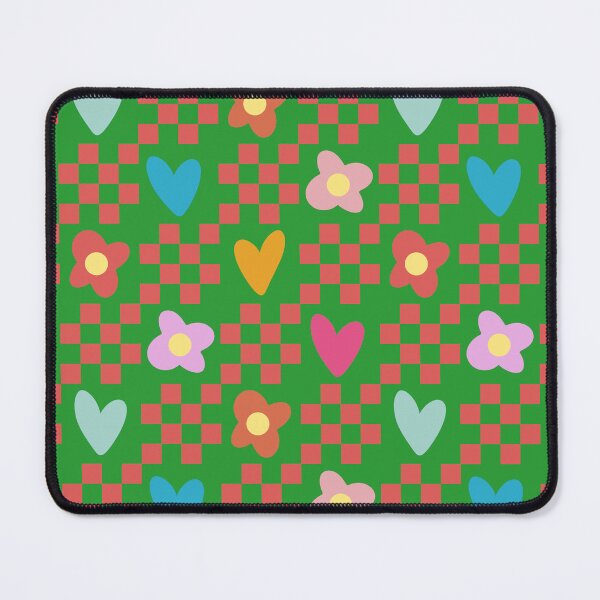 Item preview, Colorful Checker Squares Hearts & Flowers Pattern Red & Green designed and sold by scorpiolane.