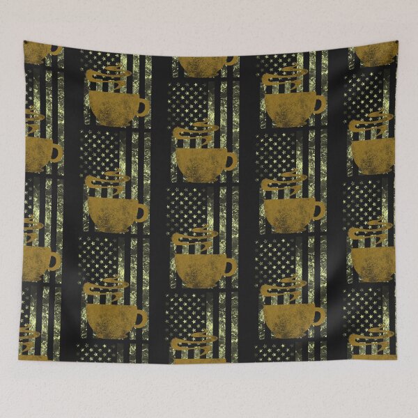 Item preview, American Gold Flag & Coffee Cup designed and sold by slicksdesigns.