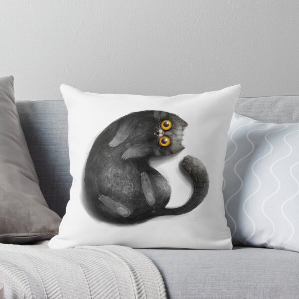 Item preview, Happy smiling black cat designed and sold by MaryshaArt.