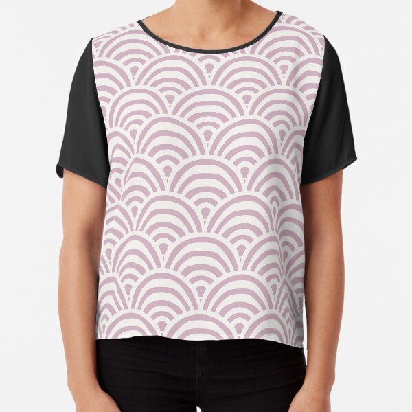 Striped boho arches scallop - cream and dusk Chiffon Top