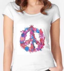 Psychedelic Peace Symbol Women's Fitted Scoop T-Shirt