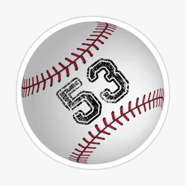 Vista previa del artículo con la obra «Pelota de béisbol número 53, cincuenta y tres», diseñado y vendido por TheCultStuff.