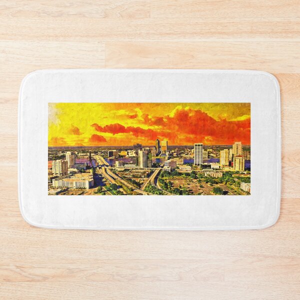 Item preview, Skyline of downtown Jacksonville at sunset - digital painting designed and sold by NickoPrints.