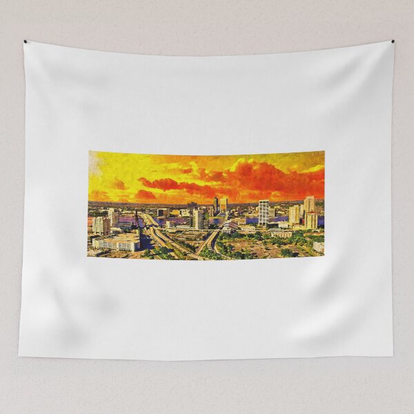 Item preview, Skyline of downtown Jacksonville at sunset - digital painting designed and sold by NickoPrints.